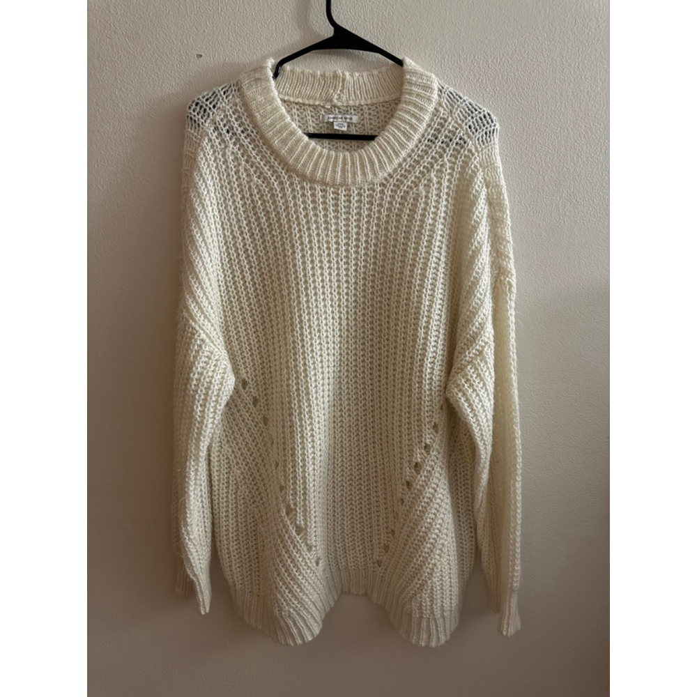Women's American Eagle Off-White Crew Neck Chunky Sweater M